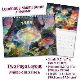 Calendário Cogumelo Psicodélico Luminoso Personalizado