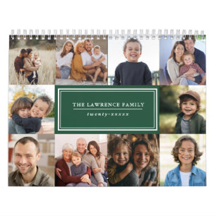 CALENDÁRIO COLAGEM DE FOTO ELEGANT FOTO DE FAMÍLIA VERDE 2027