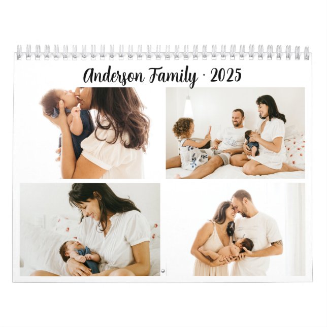 Calendário Colagem de Fotografias de Caligrafia Simples Crie  (Capa)