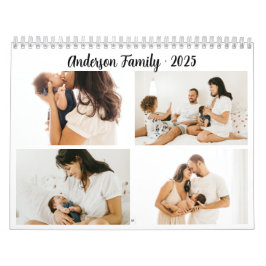 Calendário Colagem de Fotografias de Caligrafia Simples Crie 