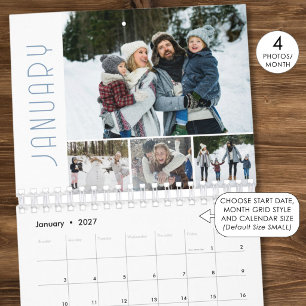 Calendário Colagem de Fotos da Família 4 por Mês Moderna