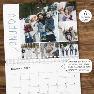 Calendário Colagem de Fotos da Família 6 por Mês Moderna