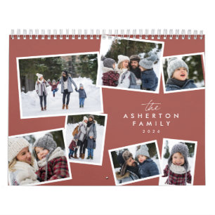 Calendário Colagem de fotos da família diversão do terracotta