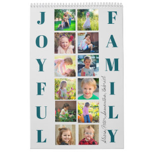Calendário colagem de fotos da família simples 2027 crie o se