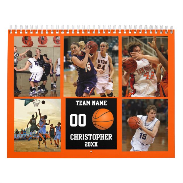 Calendário Colagem de Fotos de Basquete Personalizada (Capa)
