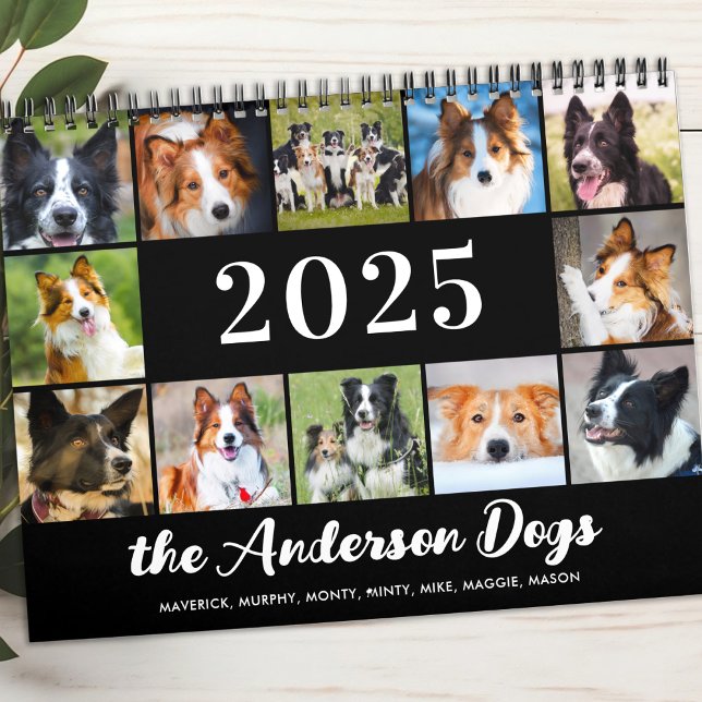 Calendário Colagem de Fotos de Cães Personalizada Moderna 202 (Criador carregado)