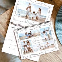 Colagem de Fotos de Corações Desenhados à Mão Famí