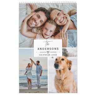 Calendário Colagem de Fotos de Família Personalizada Moderna 
