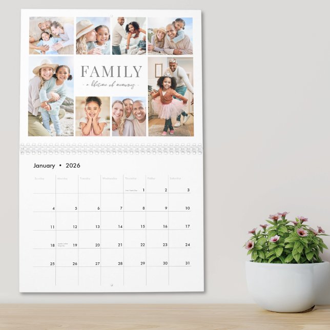 Calendário Colagem de Fotos de Família Simples (Simple Family Photo Collage Calendar )