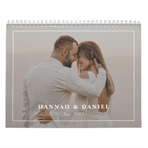 Calendário Colagem de Fotos de Recém-Casados Minimalista Casa