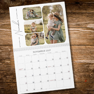Calendário Colagem de Fotos Moderna Mínima Personalizada 2027