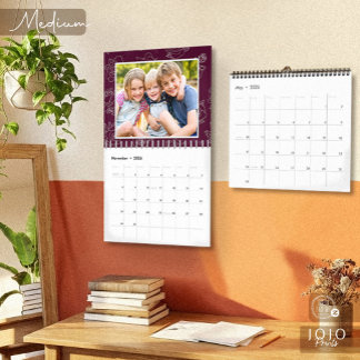 Calendário Colagem de fotos personalizada Rose Line Art 2026