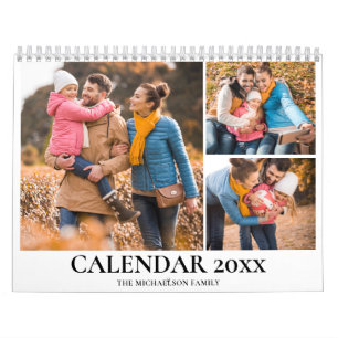 Calendário Colagem de Fotos Personalizadas da Família em Aqua