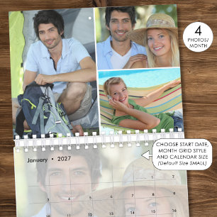 Calendário Colagem de Fotos Personalizadas Simples 4 Por Mês