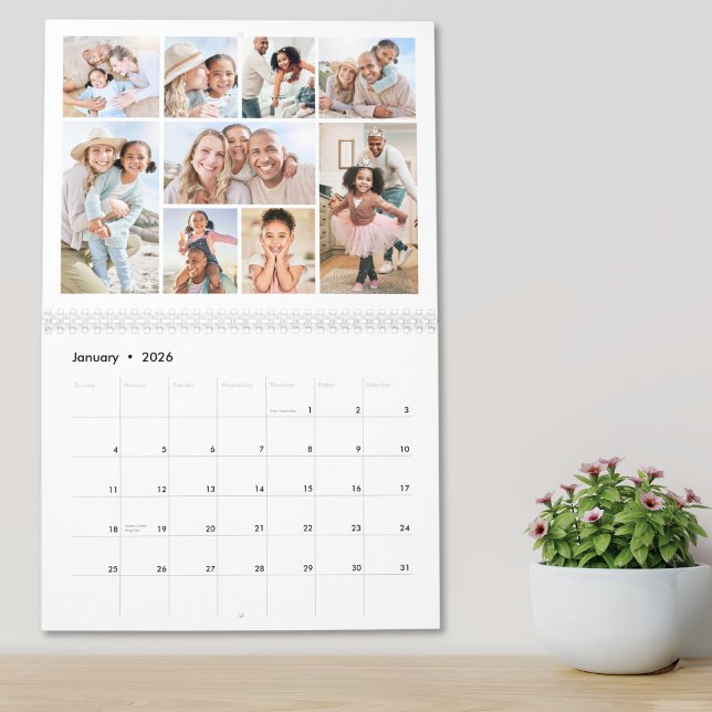 Calendário Colagem de Fotos Simples e Elegante (Simple Elegant Photo Collage Calendar)