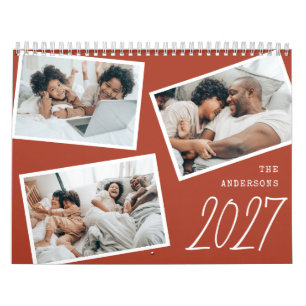 Calendário Colagem de Fotos Terracota Minimalista Moderna 202