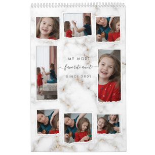 Calendário Colagem de Oito Fotos Personalizada Moderno e Eleg