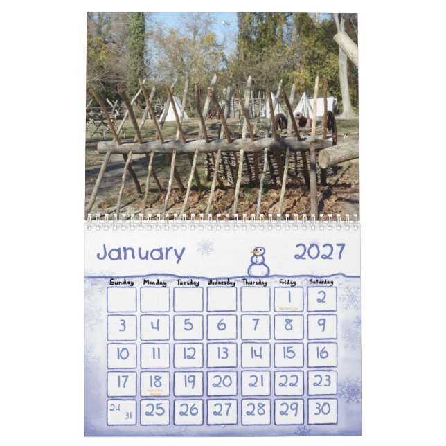 Calendário colonial de Williamsburg 2013 (Jan 2027)