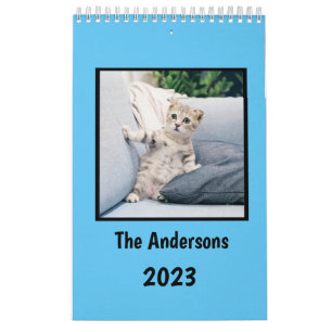 Calendário Coloque minhas fotos de gato todo mês de azul