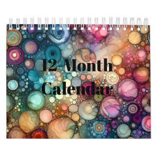 Calendário Colorful Alcohol Ink Design