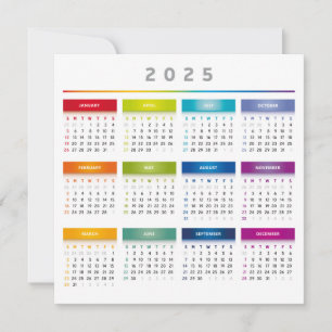 Calendário Colorido 2025 - Cores Arco-Íris 3 Colun