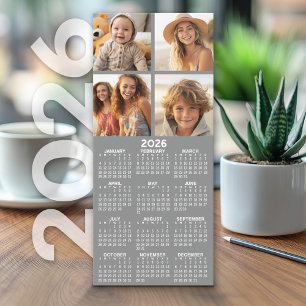 Calendário com 4 Colagem de Fotos - Cinza - Placa