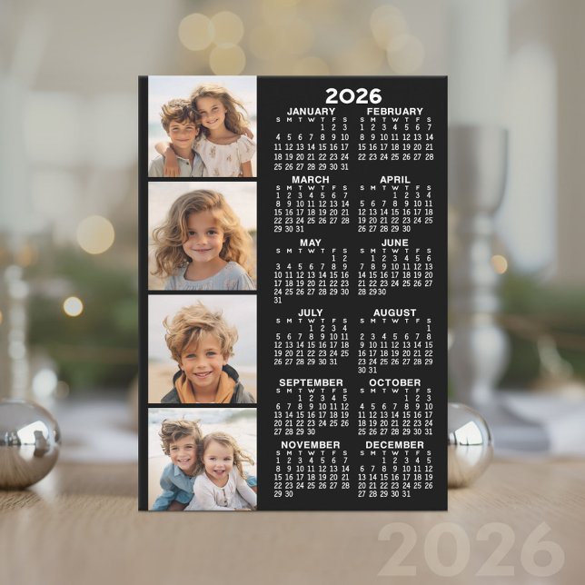 Calendário com 4 Colagem de Fotos no Cartão (2026 Calendar Card)