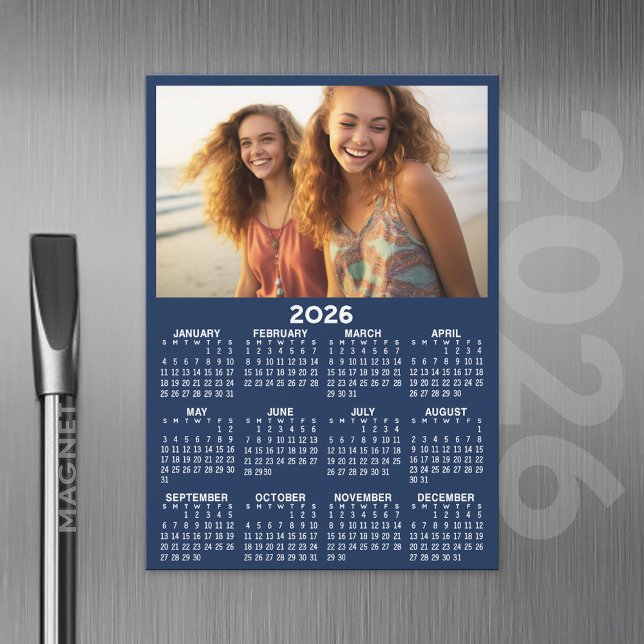 Calendário com Ano de Cheio de Fotografias Ver Mag (2026 Calendar Magnet with Custom Photo)