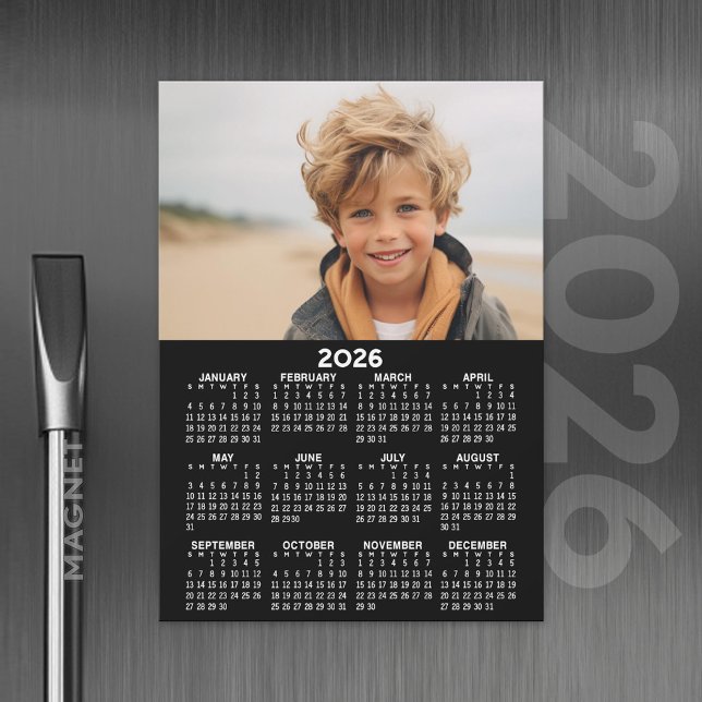 Calendário com Cartão Magnético de Ano de Foto - C (2026 Calendar with A Photo and Magnetic Back)