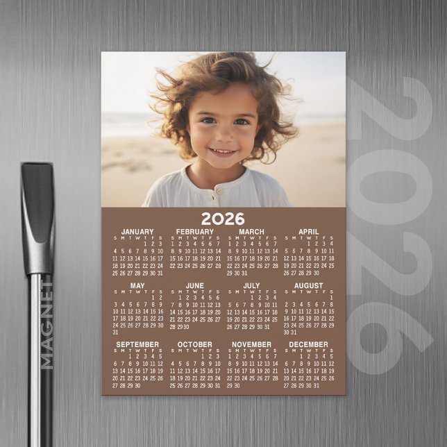 Calendário com Cartão Magnético de Ano de Foto - C (2026 Calendar with A Photo and Magnetic Back)
