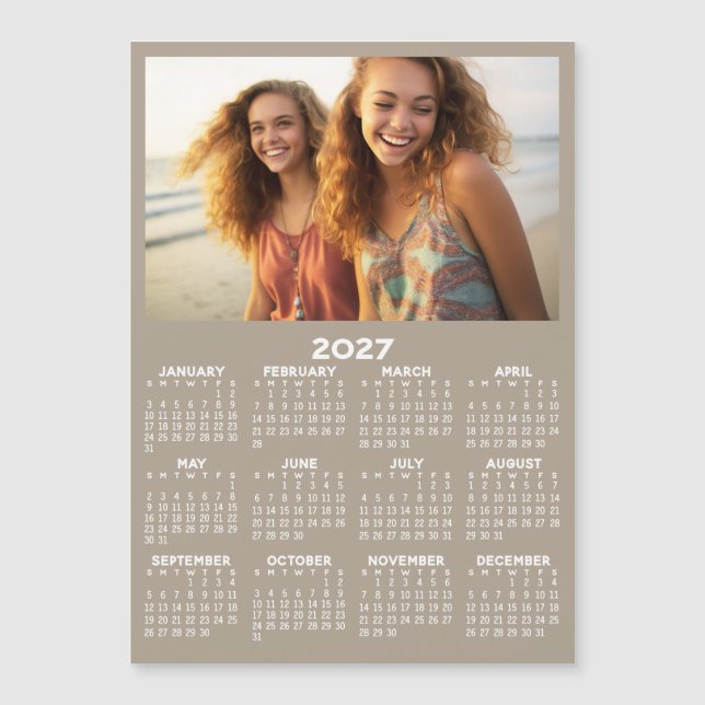 Calendário com Foto Visão Anual Moderna Ímã (Frente)