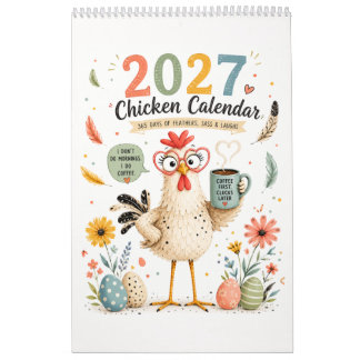 Calendário com galinha engraçada