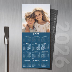 Calendário com ímã azul de fundo da Colagem de Fot