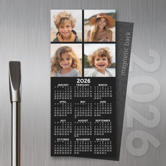 Calendário com Imã de geladeira de Colagem de Foto (2026 Calendar of a Magnet)