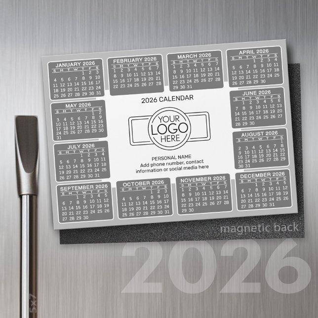 Calendário com logotipo Informações de contato Cin (2026 Calendar with a Place for your logo - Hand Out To Clients as a Thank You Gift!)