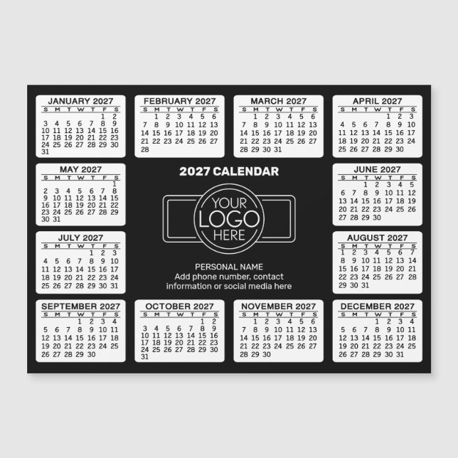 Calendário com logotipo Informações de Contato Pre (Frente)