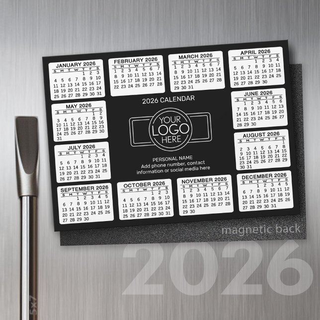 Calendário com logotipo Informações de contato pre (2026 Calendar with a Place for your logo - Hand Out To Clients as a Thank You Gift!)