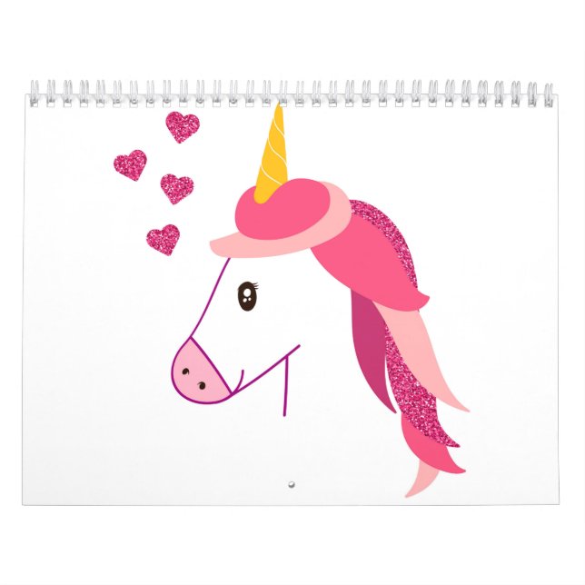 Calendário com um unicórnio para uma garota. (Capa)