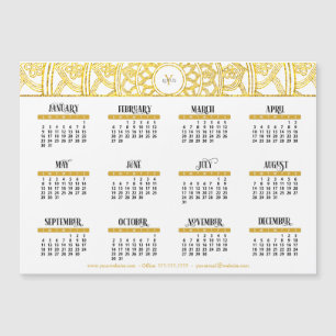 Calendário Comercial do Lotus Monograma Dourado 2
