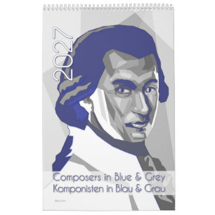 Calendário Compositores clássicos Retratos em Azul e Cinza, 2