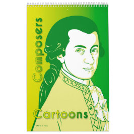 Calendário Compositores Clássicos Retratos, Estilo de Cartoon