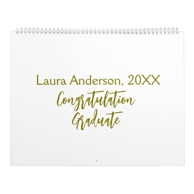 Calendário Congratulations graduate golden name class 20XX si (Capa)