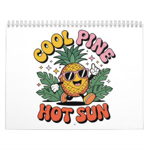 Calendário Cool Pine Hot Sun Retro Pineapple Vibrações de Ver