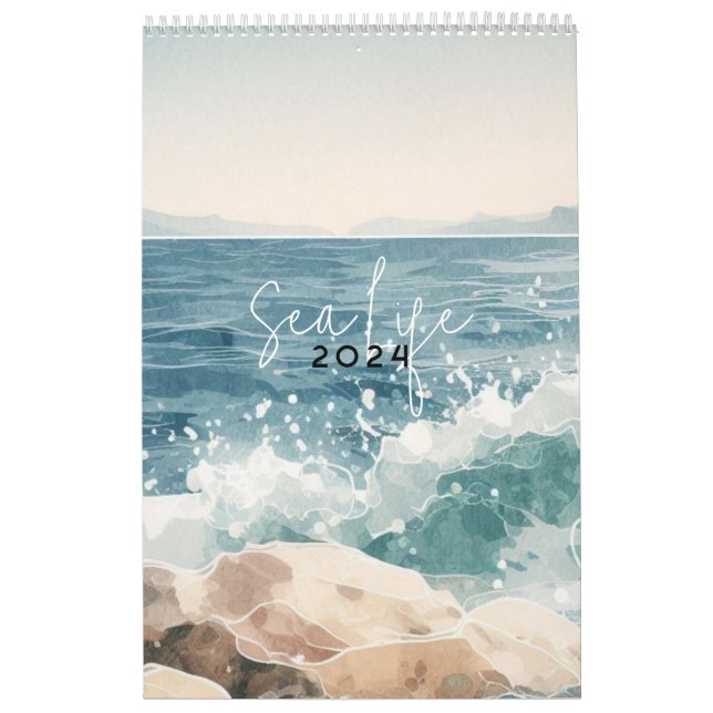 Calendário Cor da água azul do oceano marinho (Capa)