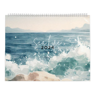 Calendário Cor da água azul do oceano marinho