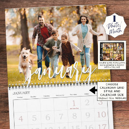 Calendário Cor Personalizada de Foto e Colagem de Cobrir do S