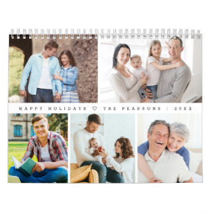 Calendário Coração Minimal Moderno Foto de Família Personaliz