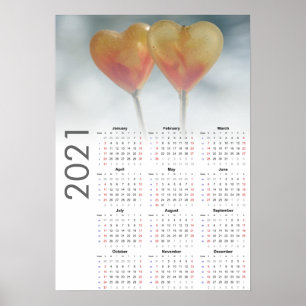 Calendário Corações 2021 Poster - Domingo primeiro