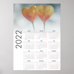 Calendário Corações 2022 Poster - Domingo primeiro
