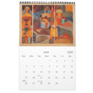 Calendário Cores do desenho abstrato de Paul Klee